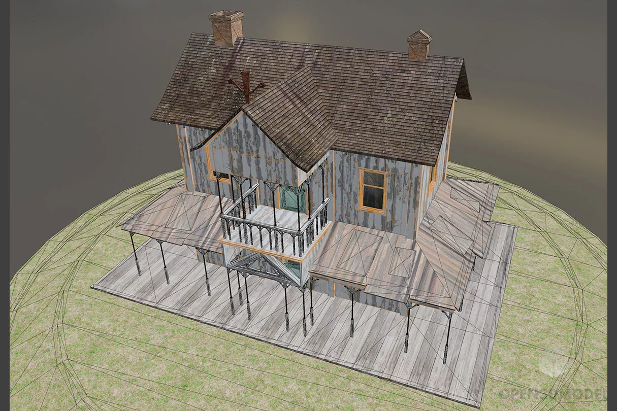 Creepy Wooden House 3d model 2