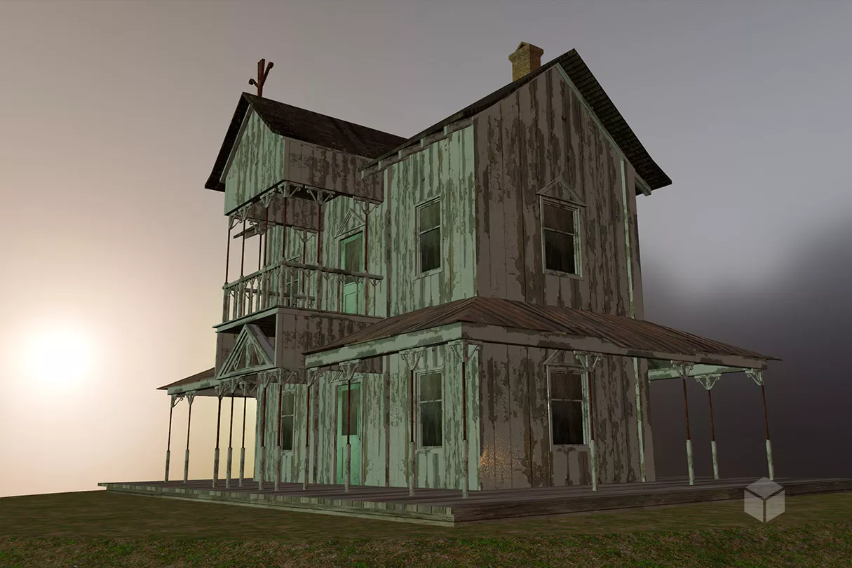 Sauna House Building With Chimney 3d model
