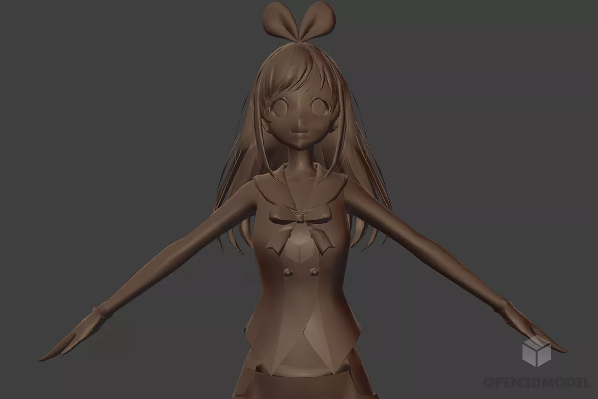 Cute Girl Warrior With Axe 3d model