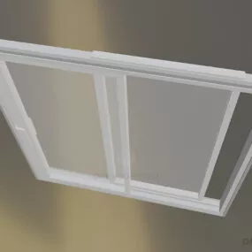 Sliding Window White Frame 3d model