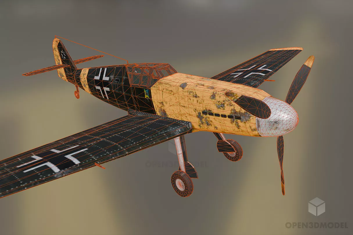Bf109 Messerschmidt Airplane 3d model 2