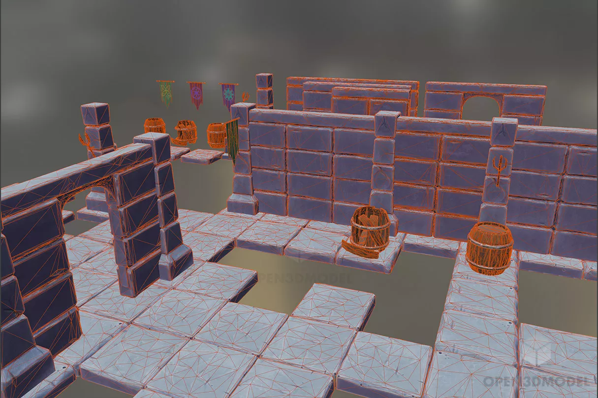 Modular Floor Game Assets 3d model 2