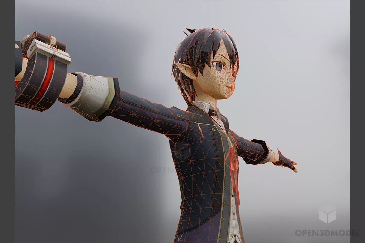 Kirita Man Anime Character 3d model 2