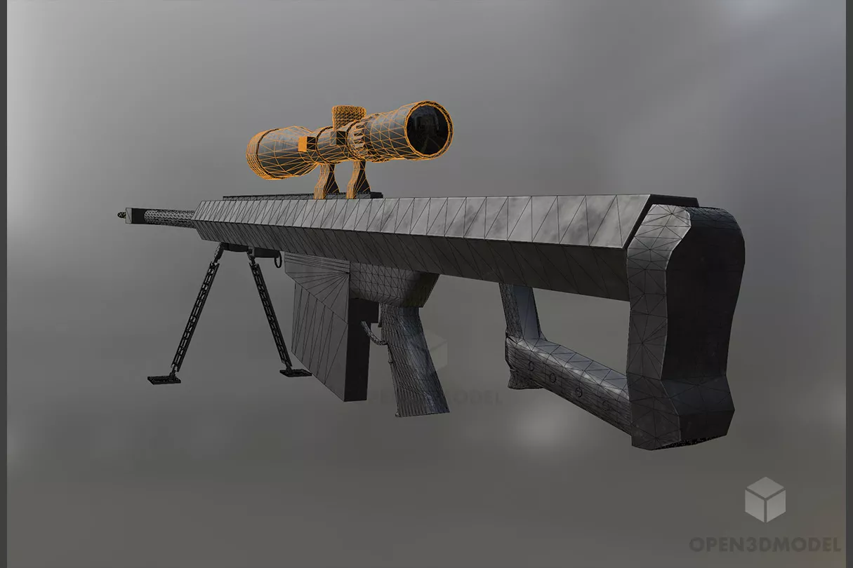 Barrett 50 Rifle Gun Free 3d Model - .Blend, .C4d, .Dae, .Fbx, .Max ...