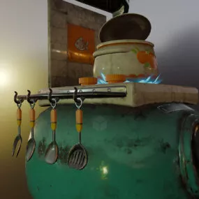 Cartoon Gas Stove Set 3d model