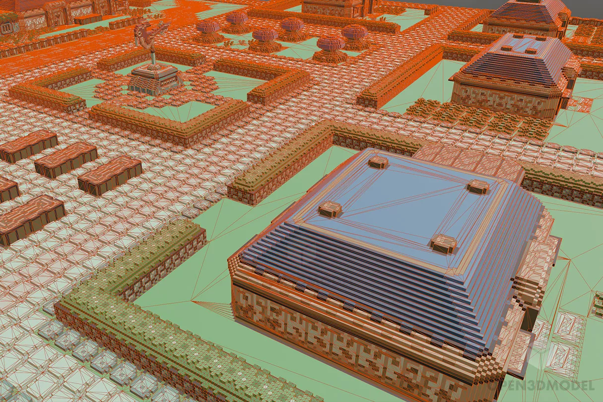 Game Pixel Building 3d model 2