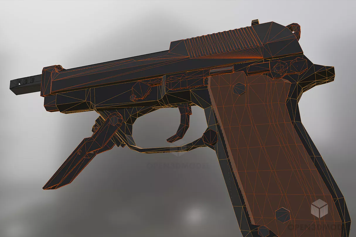 Gun Beretta 93r 3d model 2