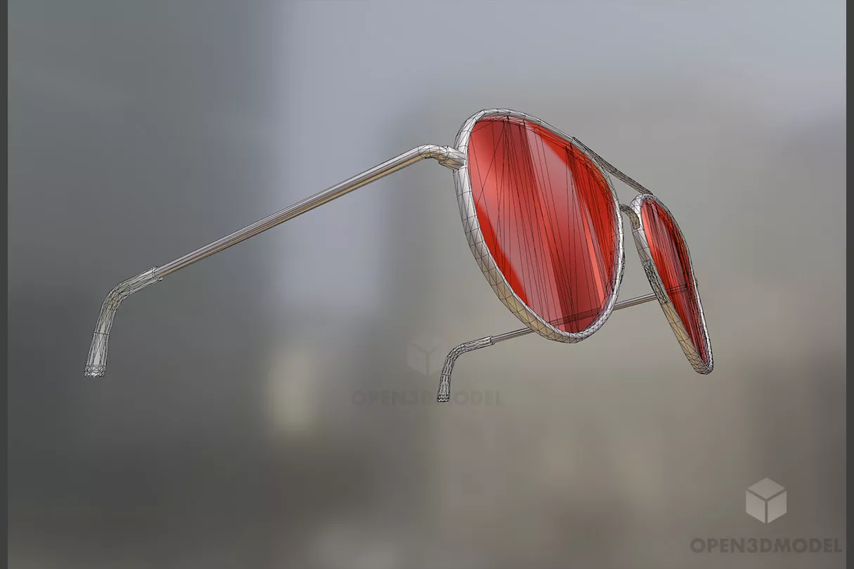 Sunglasses Red Color 3d model 2