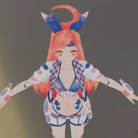 Miki Red Hair Cartoon Anime Girl 3d model