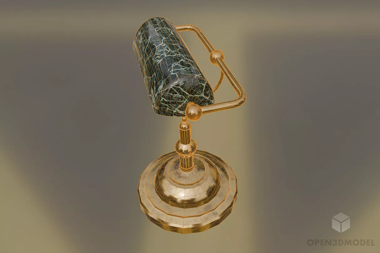 Luxury Golden Desk Lamp 3d model 2