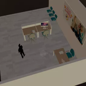 Simple Office Room With Furniture 3d model