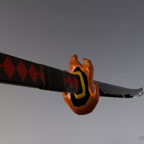 Black Katana Sword 3d model
