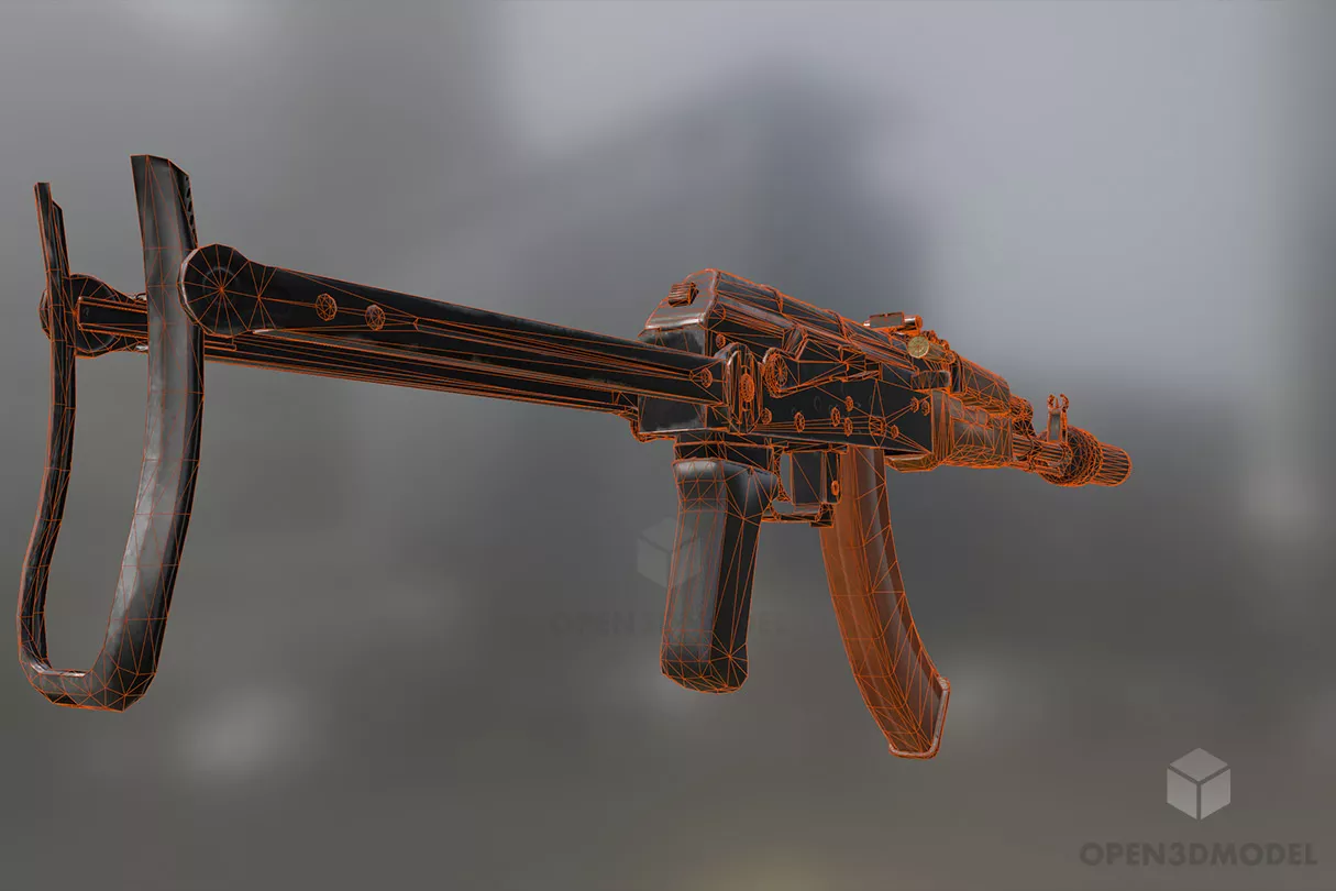 Akms Gun 3d model 2