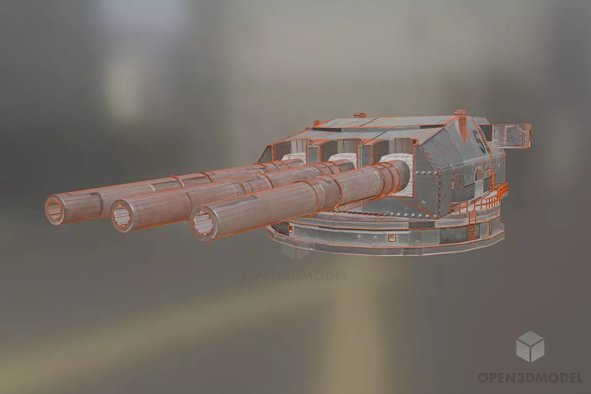 Battleship Turret Gun Free 3d Model - .Blend, .C4d, .Dae, .Fbx, .Obj ...