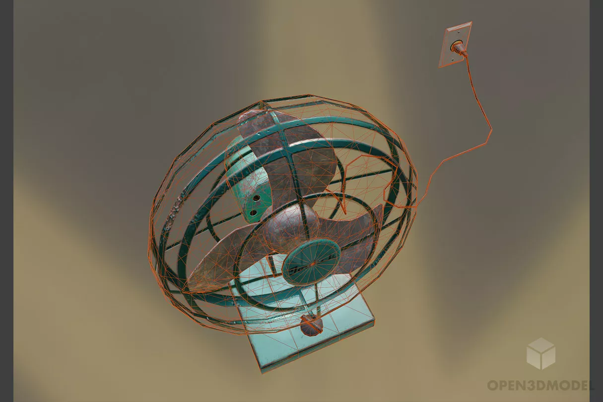 Vintage Japanese Electric Fan 3d model 2