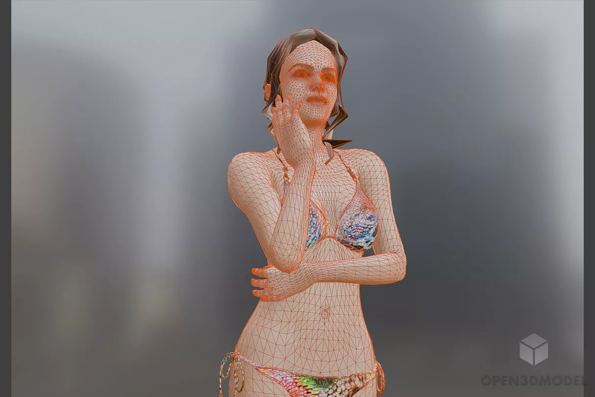 Young Girl Character In Bikini 3d model 2