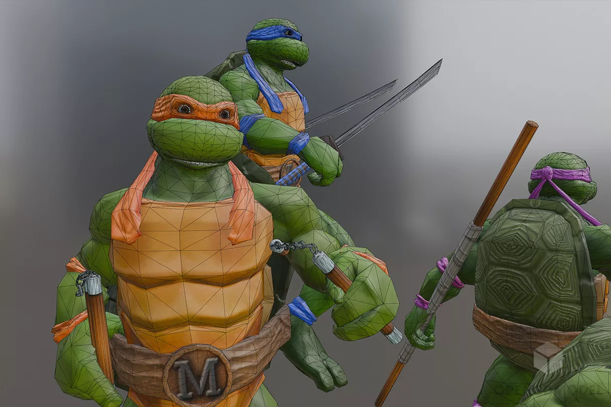 Turtle Ninja Brother Comic Character 3d model 2