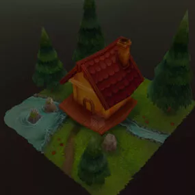 Painting Cottage House 3d model
