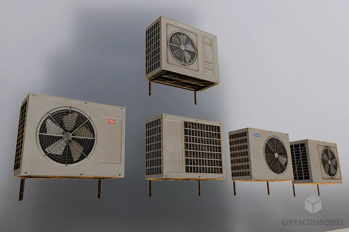 Outdoor Air Conditioners Collection 3d model 2