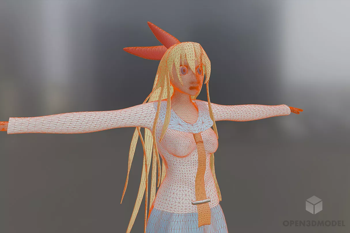 Japanese Girl Anime Character In Uniform 3d model 2