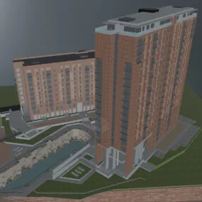 Hirise Apartment Complex Building 3d model
