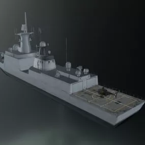 Military Ship With Helicopter 3d model