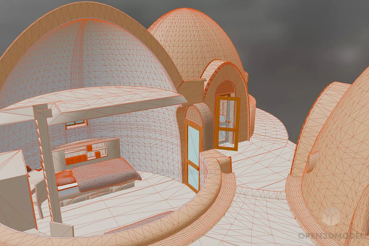 Village Pavilion Cottage With Furniture 3d model 2