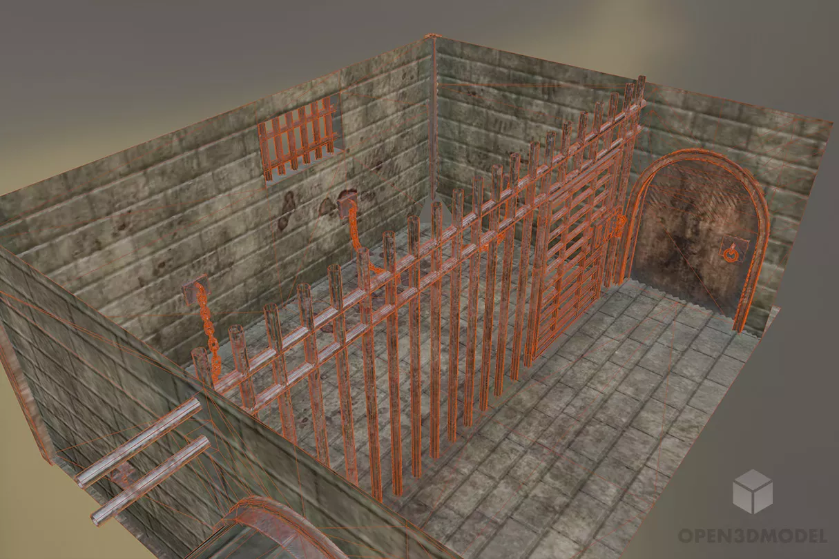 Prison Castle Building Gaming Assets 3d model 2