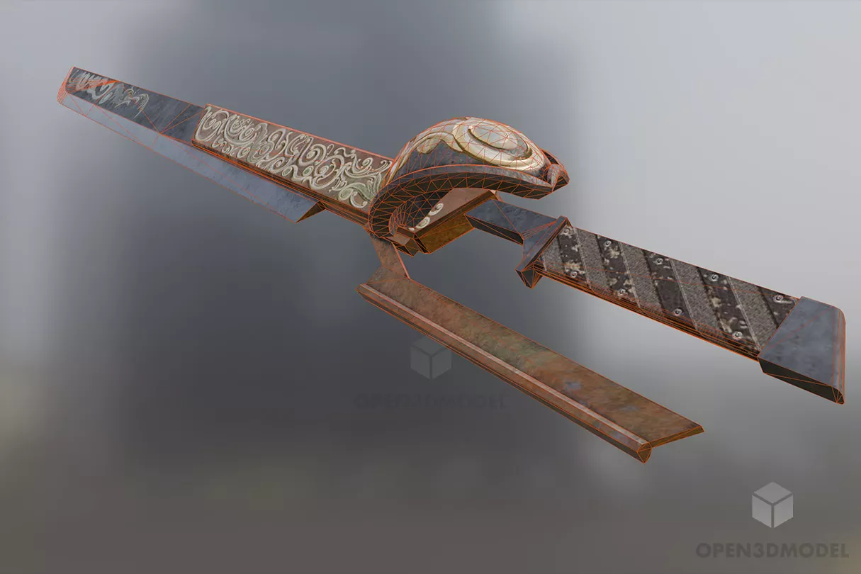 Copper Blade Sword Weapon 3d model 2