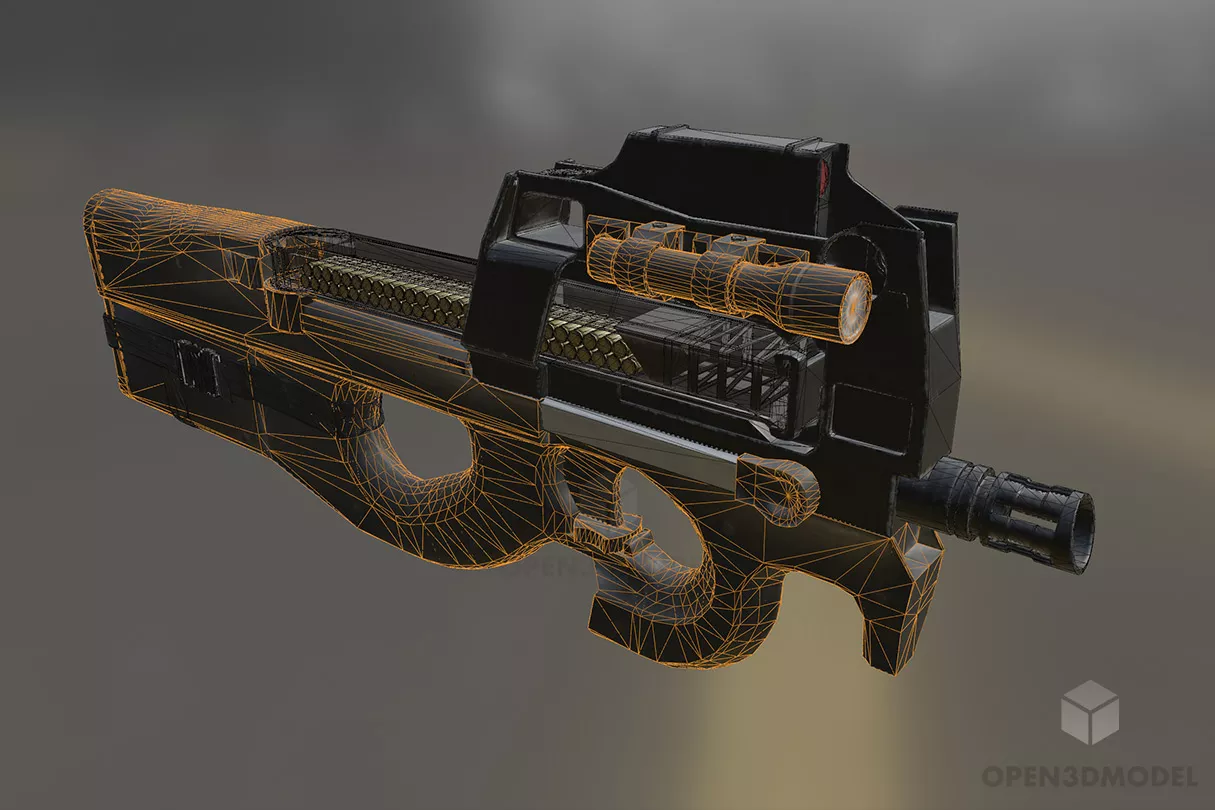 P90 Final Gun Weapon 3d model 2