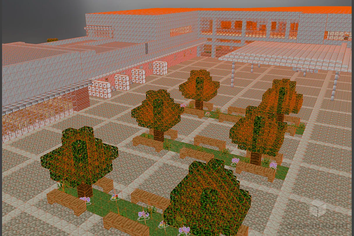 Pixel Block Game Building 3d model 2