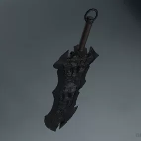 Game Sword With Carved Blade 3d model