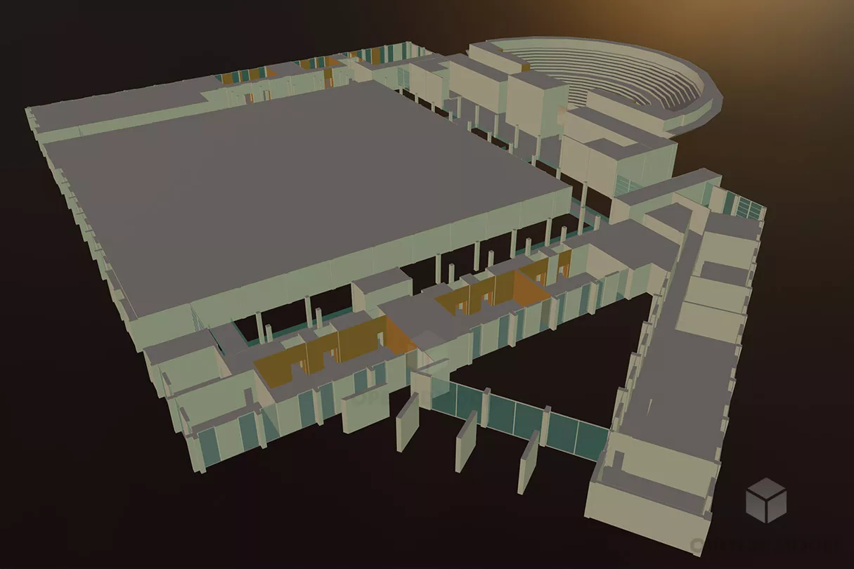 Building Tower, Complex Highrise Building 3d model