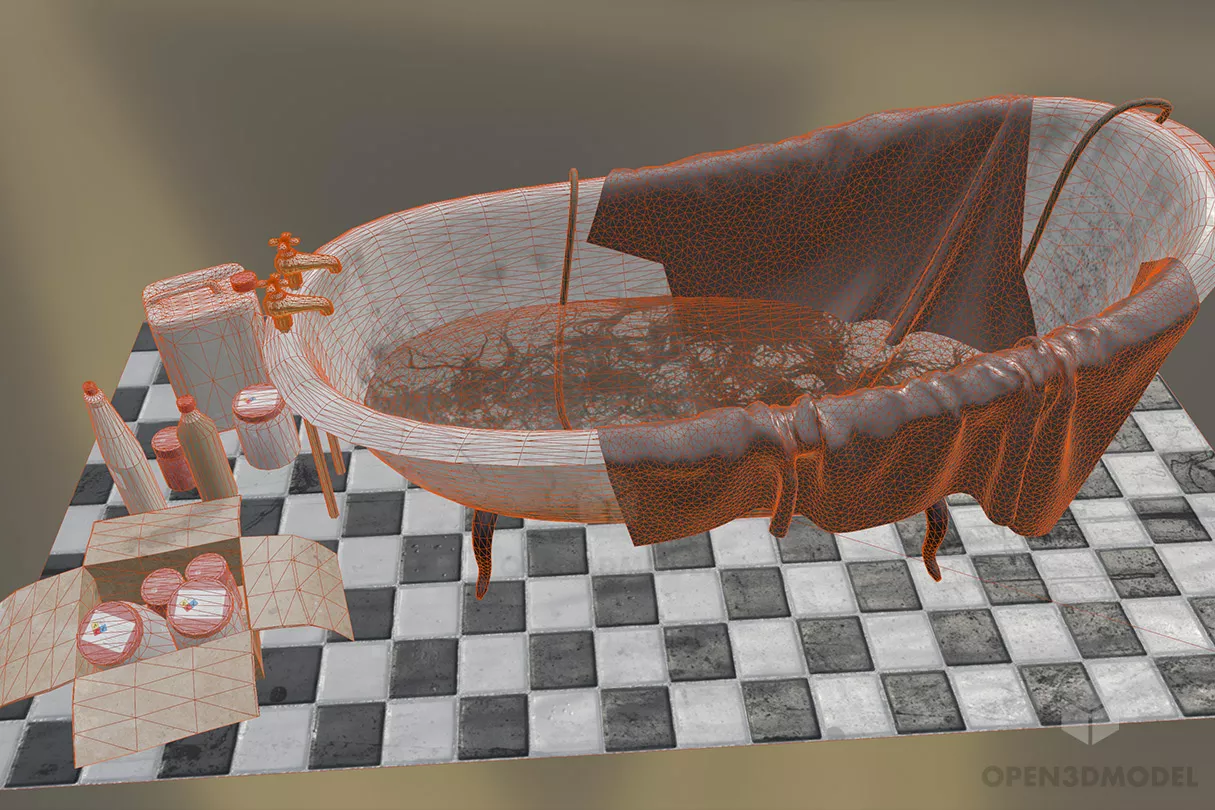 Abandoned Bathroom With Sanitary 3d model 2