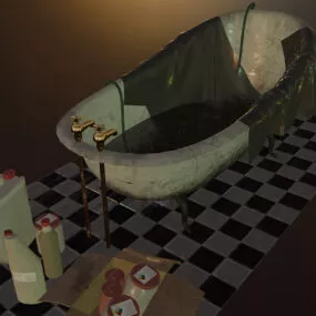Abandoned Bathroom With Sanitary 3d model