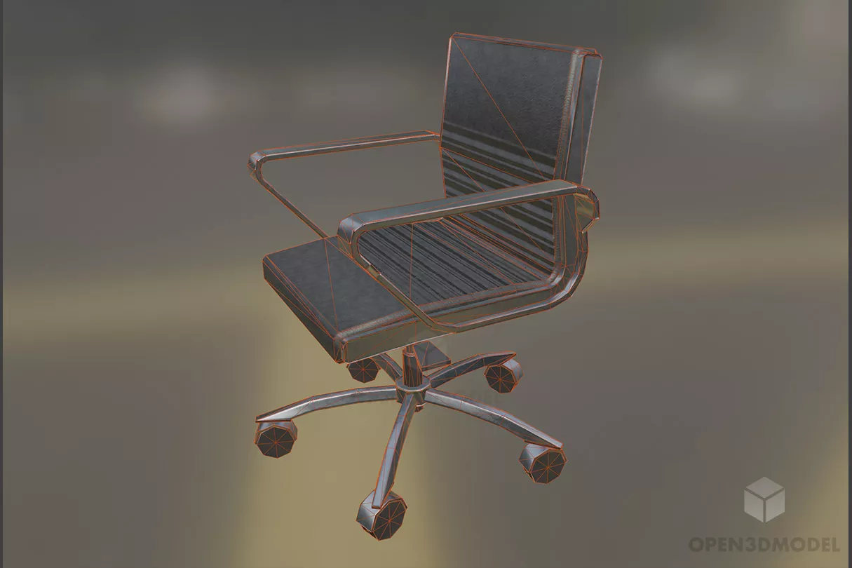 Office Wheels Chair Low Back 3d model 2