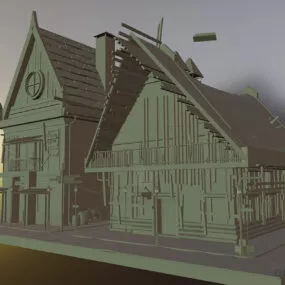 Old Wood House Building 3d model