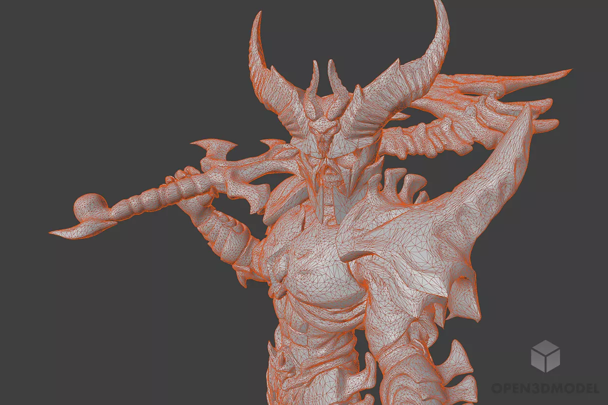 Knight Warrior With Horn Character 3d model 2