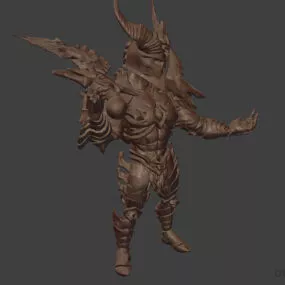 Knight Warrior With Horn Character 3d model