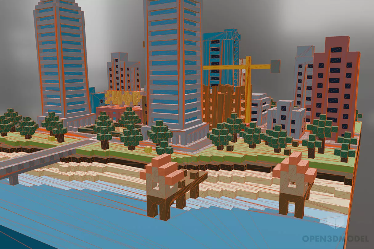 Beach City Cartoon Building 3d model 2