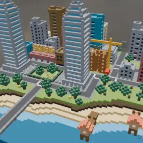Beach City Cartoon Building 3d model