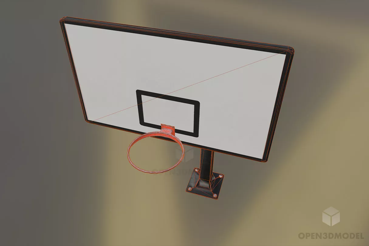 Basketball Hoop With Blackboard 3d model 2