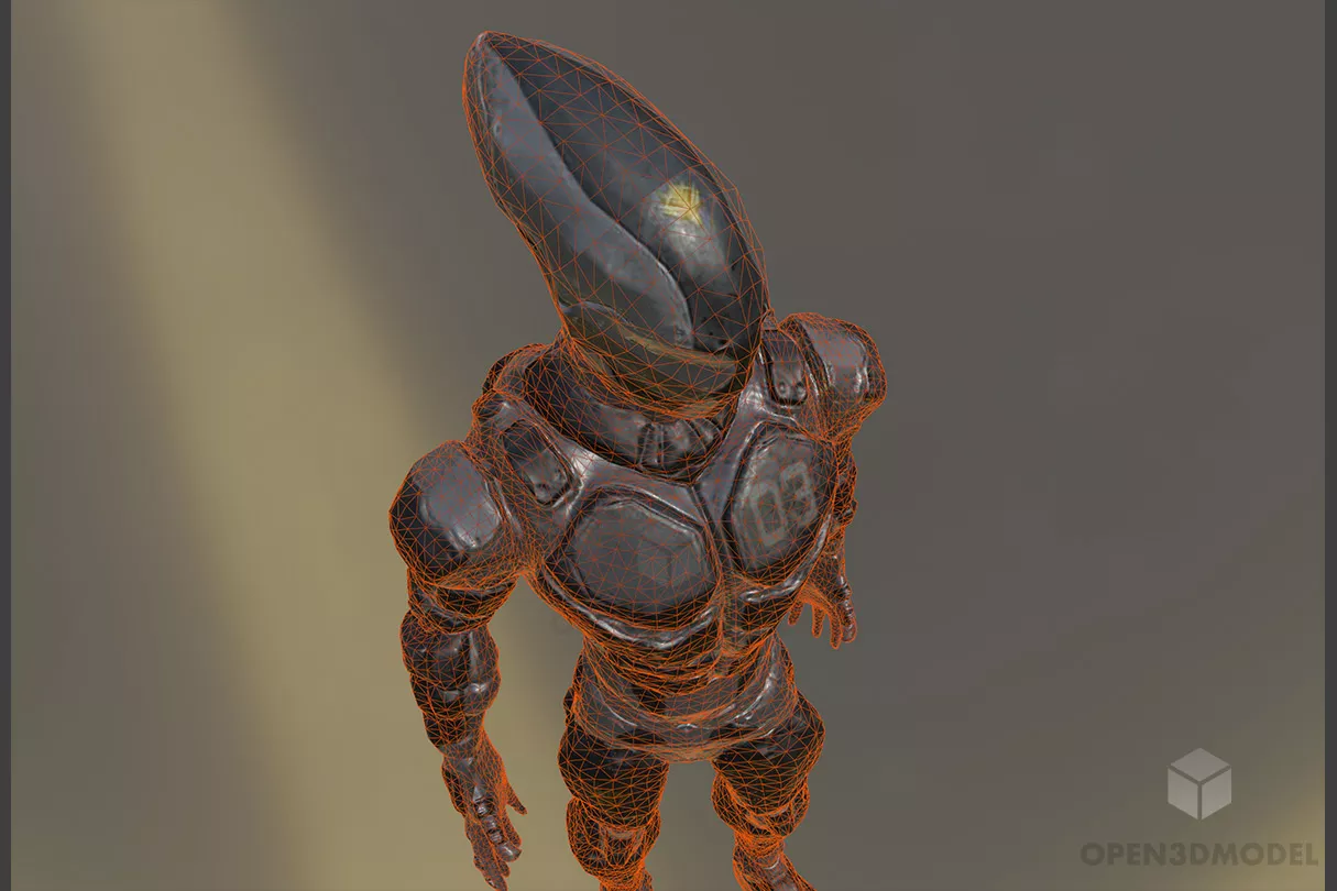 Alien Character In Black Suit 3d model 2