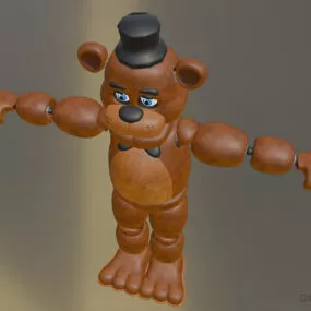 Freddy Bear Toy With Hat 3d model