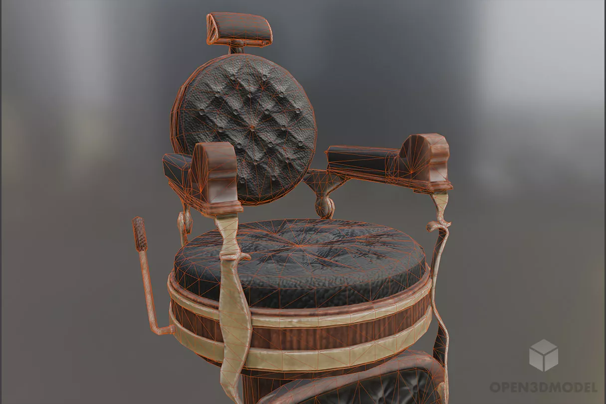Vintage Barber Chair 3d model 2