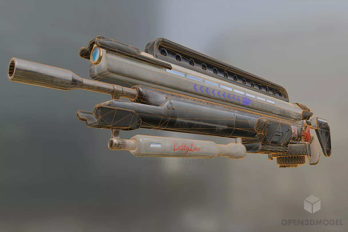 Futuristic Gun Raveger Gaming Weapon 3d model 2