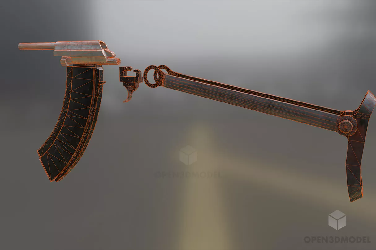 Russian Gun Aks 3d model 2