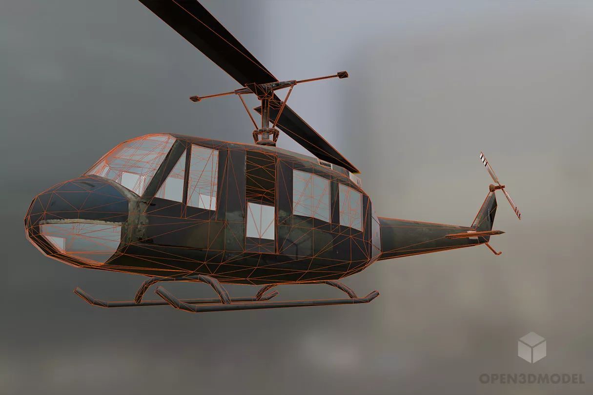 Light Helicopter Bell Huey 3d model 2