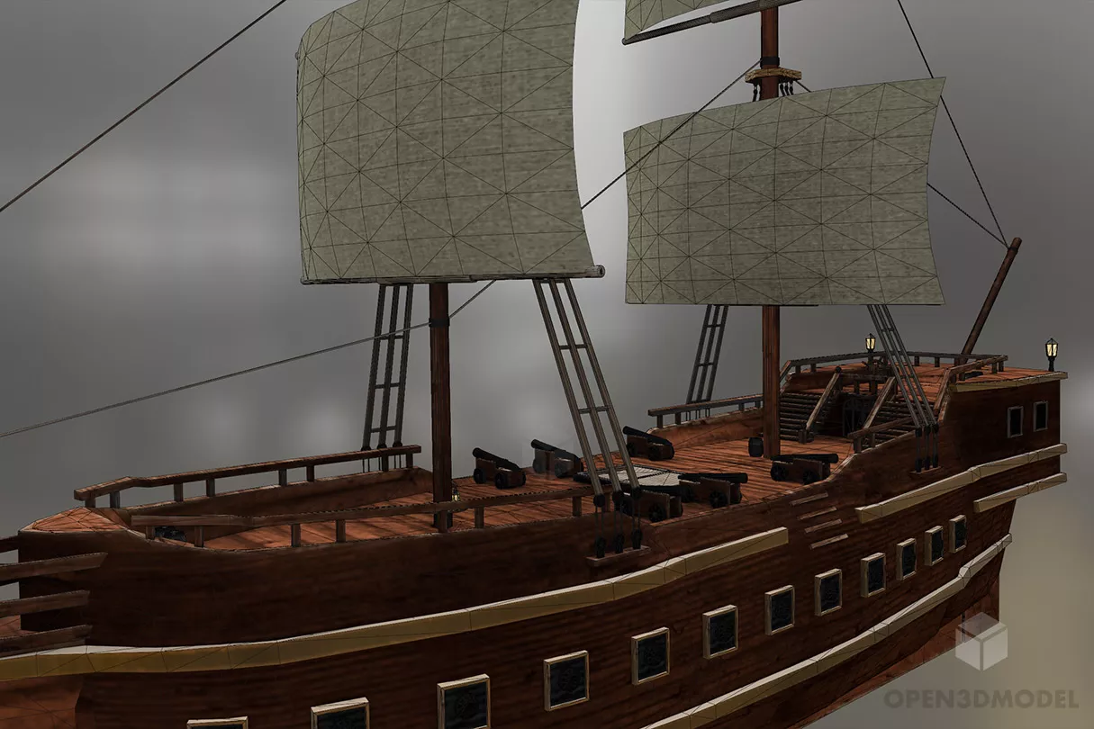 Galleon Sailing Ship Free 3d Model - .3ds, .Blend, .Dae, .Fbx, .Ma, Mb ...