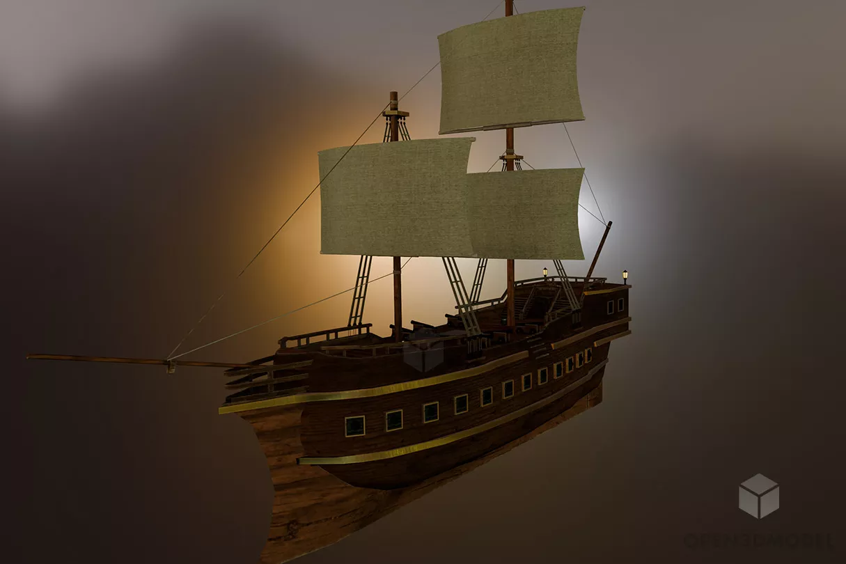 Galleon Sailing Ship Free 3d Model - .3ds, .Blend, .Dae, .Fbx, .Ma, Mb ...